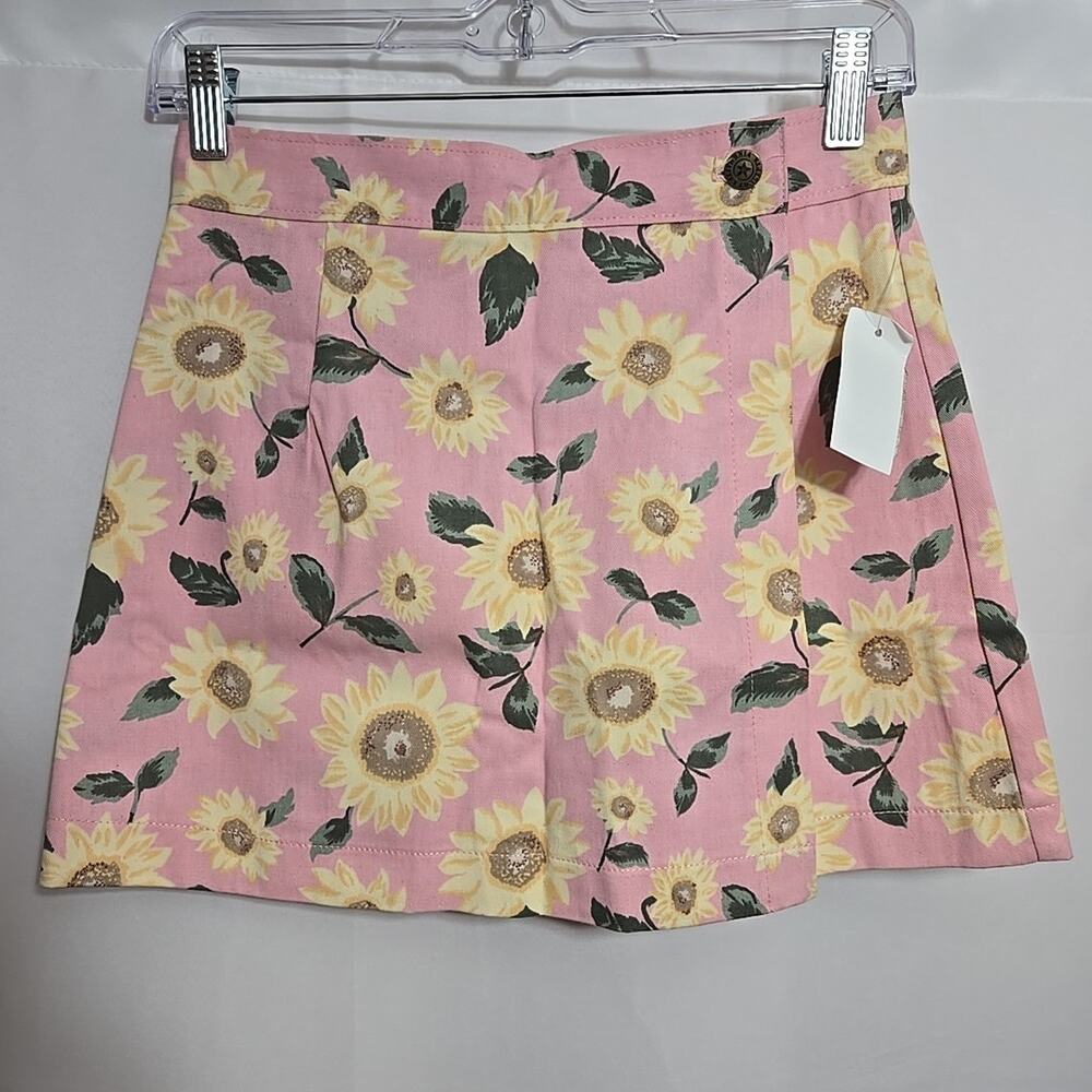 Vintage California Concepts Skort Girl Size 12 Pink Floral Sunflower Made in USA